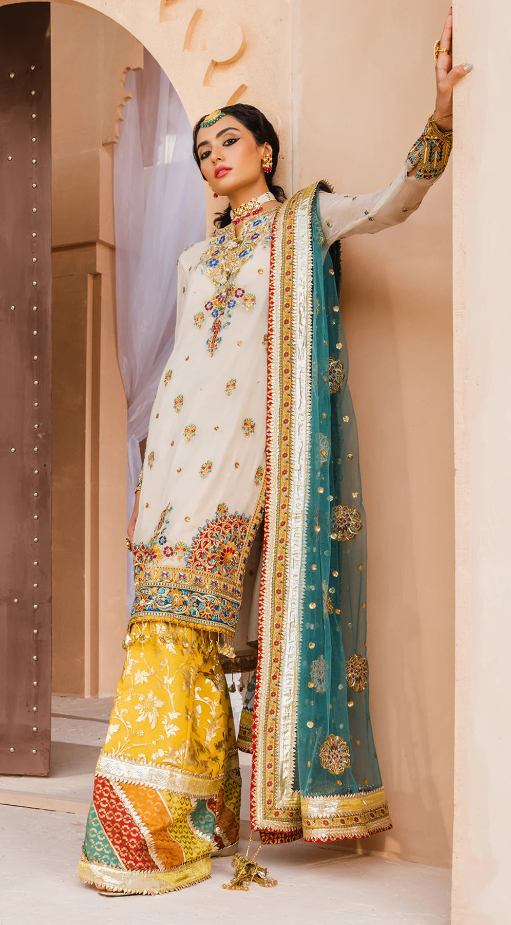 Dhanak By Anaya Unstitched 3 Piece Embroidered Chiffon AKM22-03 Hoor - Wedding Collection Brand Mafia by Zonash