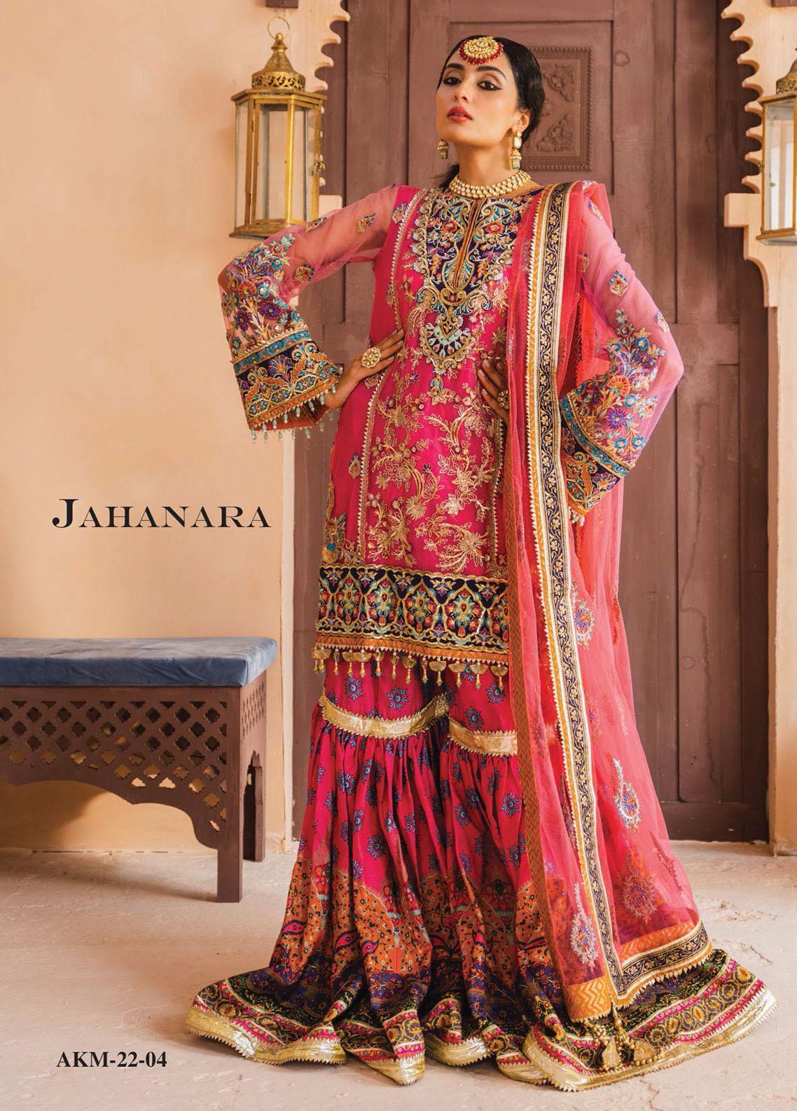 Dhanak By Anaya Unstitched 3 Piece Embroidered Chiffon Suits AKM22-02 Jahanara - Wedding Collection Brand Mafia by Zonash