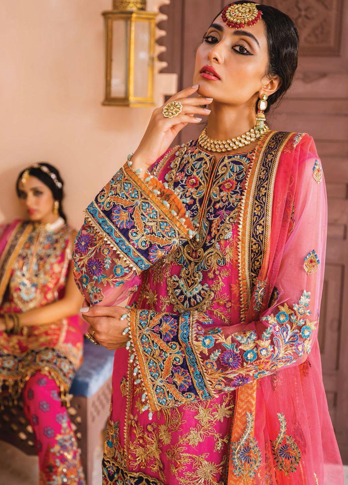Dhanak By Anaya Unstitched 3 Piece Embroidered Chiffon Suits AKM22-02 Jahanara - Wedding Collection Brand Mafia by Zonash