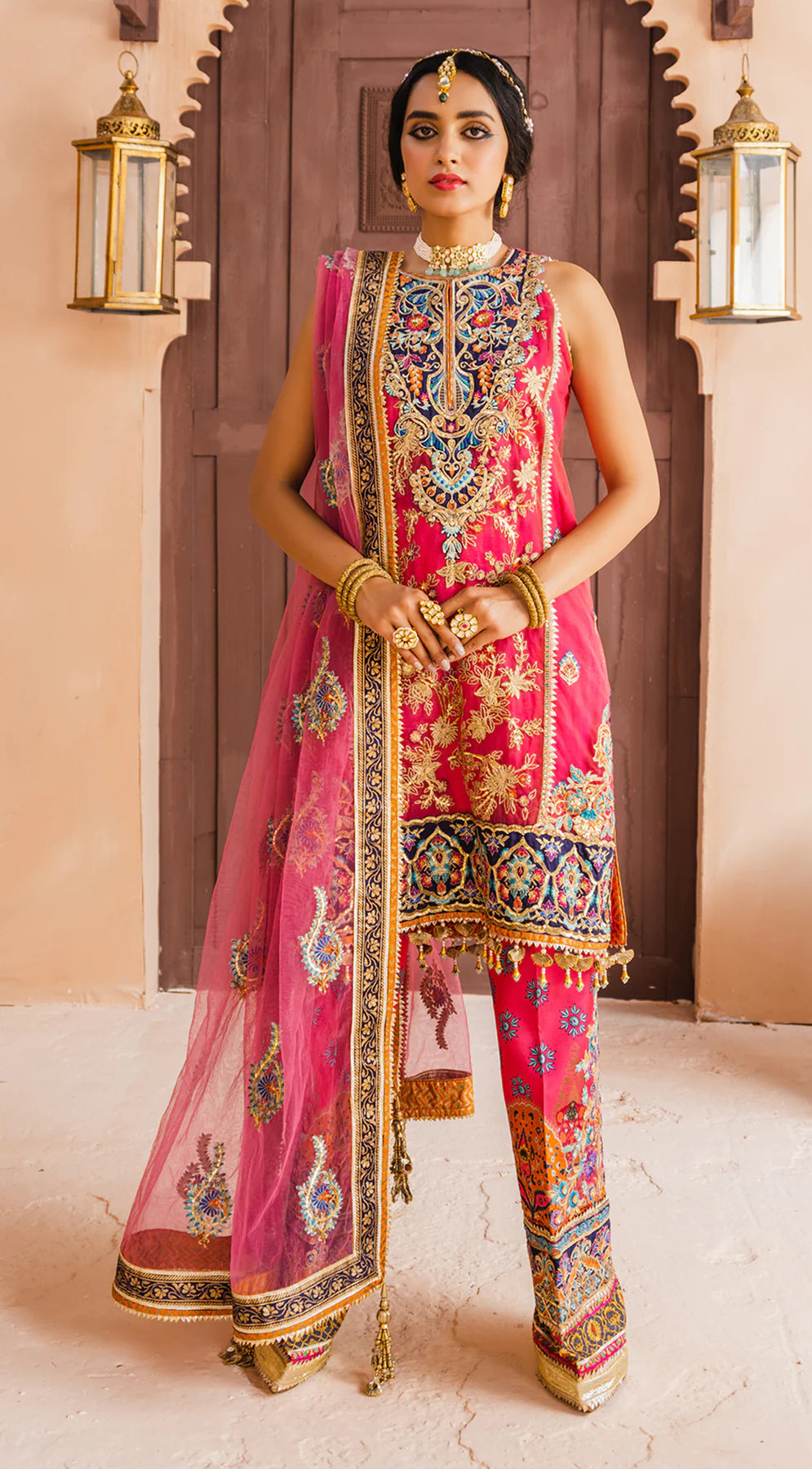 Dhanak By Anaya Unstitched 3 Piece Embroidered Chiffon Suits AKM22-02 Jahanara - Wedding Collection Brand Mafia by Zonash