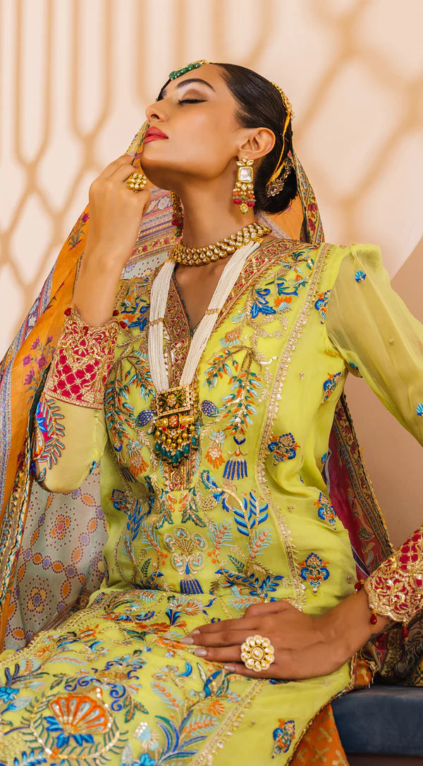 Dhanak By Anaya Unstitched 3 Piece Embroidered Chiffon Suits AKM22-05 Shazmeen - Wedding Collection Brand Mafia by Zonash