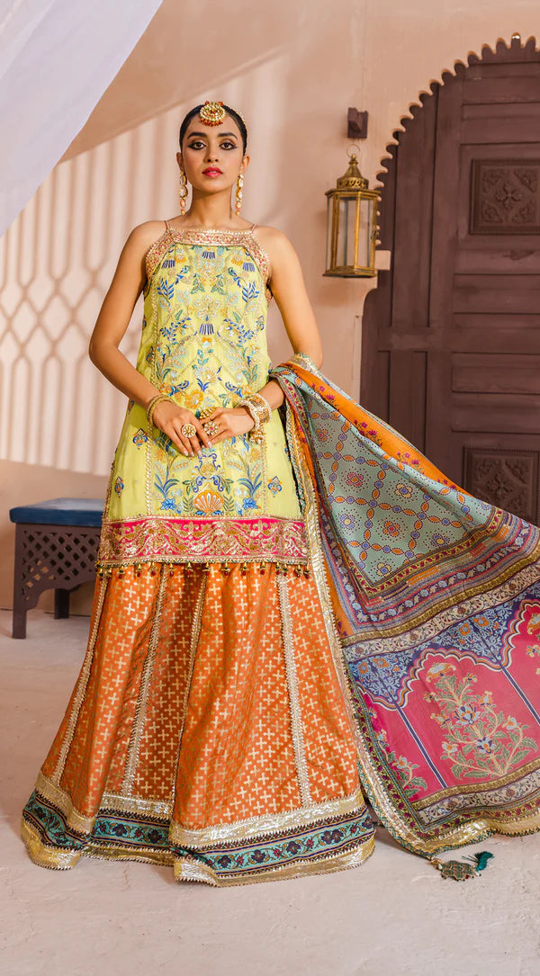 Dhanak By Anaya Unstitched 3 Piece Embroidered Chiffon Suits AKM22-05 Shazmeen - Wedding Collection Brand Mafia by Zonash