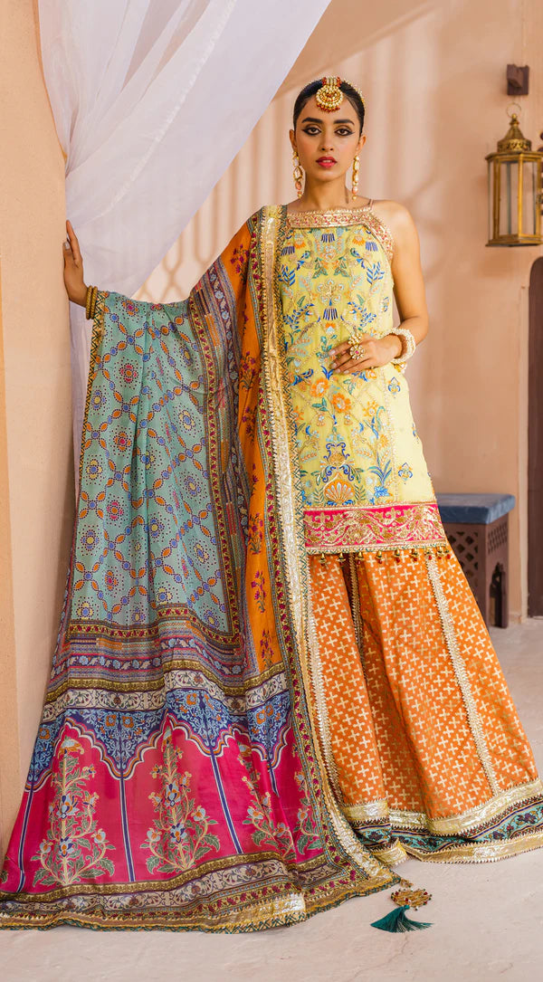 Dhanak By Anaya Unstitched 3 Piece Embroidered Chiffon Suits AKM22-05 Shazmeen - Wedding Collection Brand Mafia by Zonash