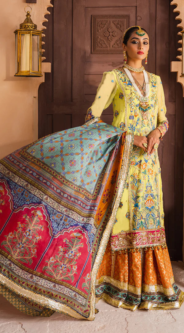 Dhanak By Anaya Unstitched 3 Piece Embroidered Chiffon Suits AKM22-05 Shazmeen - Wedding Collection Brand Mafia by Zonash