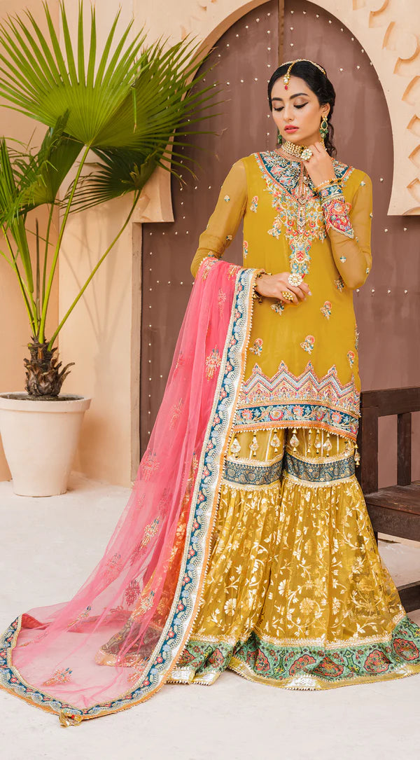 Dhanak By Anaya Unstitched 3 Piece Embroidered Chiffon Suits AKM22-06 Sehar - Wedding Collection Brand Mafia by Zonash