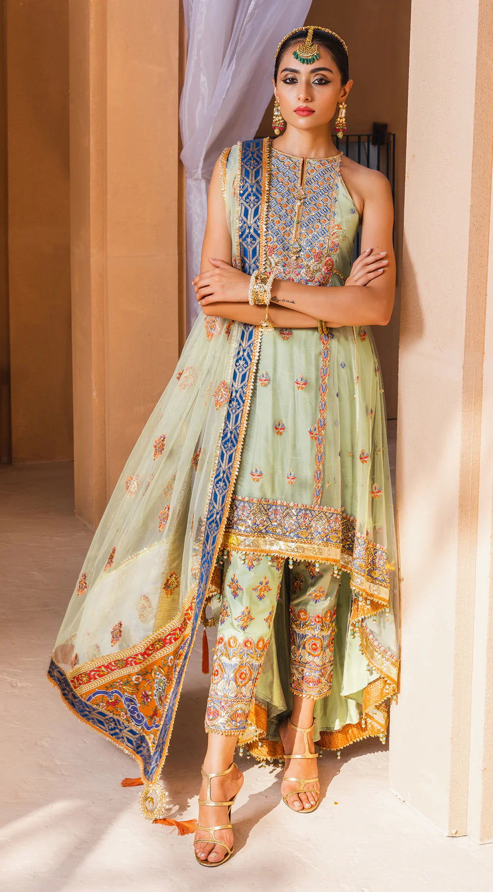Dhanak By Anaya Unstitched 3 Piece Embroidered Chiffon Suits AKM22-08 Maham - Wedding Collection Brand Mafia by Zonash