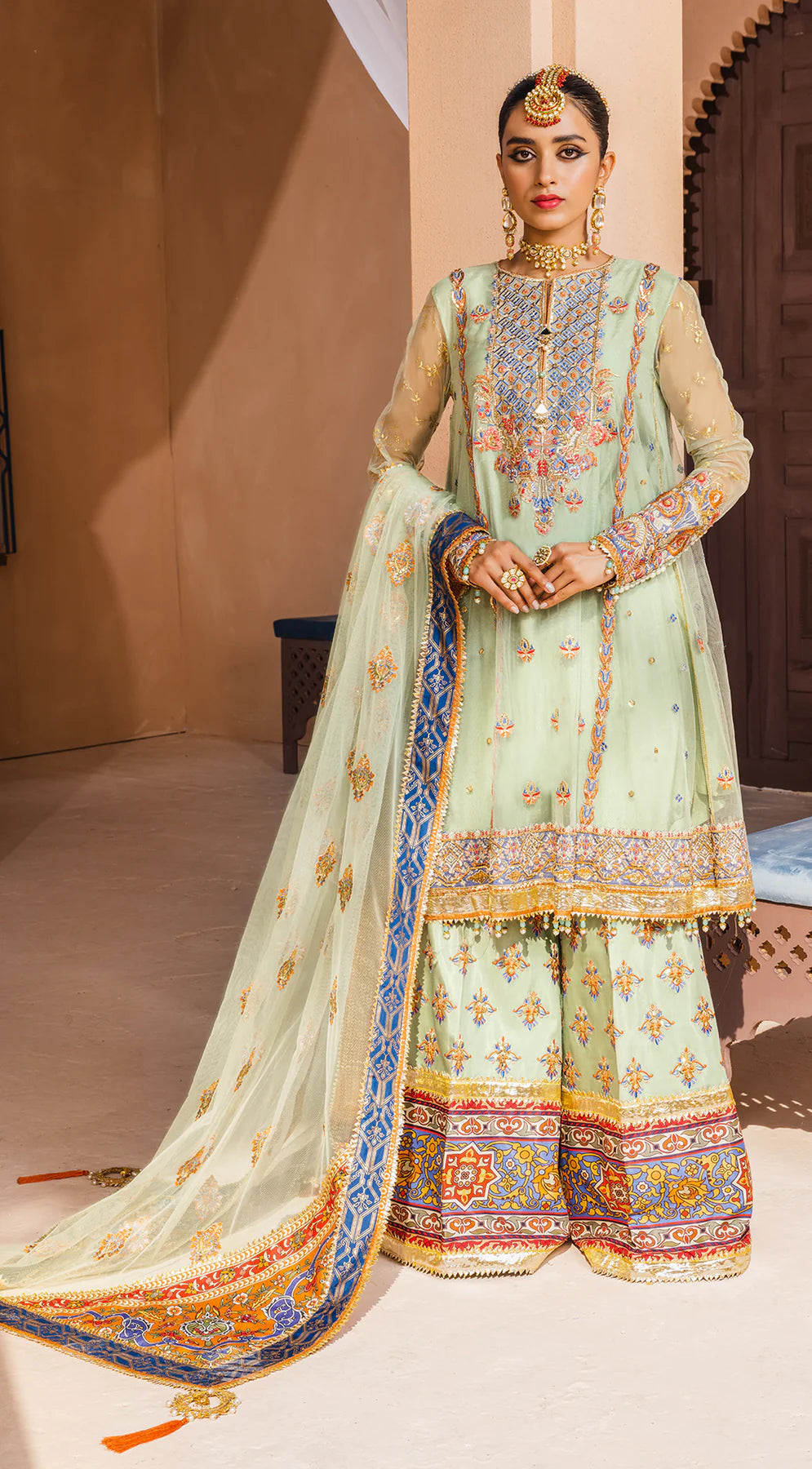 Dhanak By Anaya Unstitched 3 Piece Embroidered Chiffon Suits AKM22-08 Maham - Wedding Collection Brand Mafia by Zonash