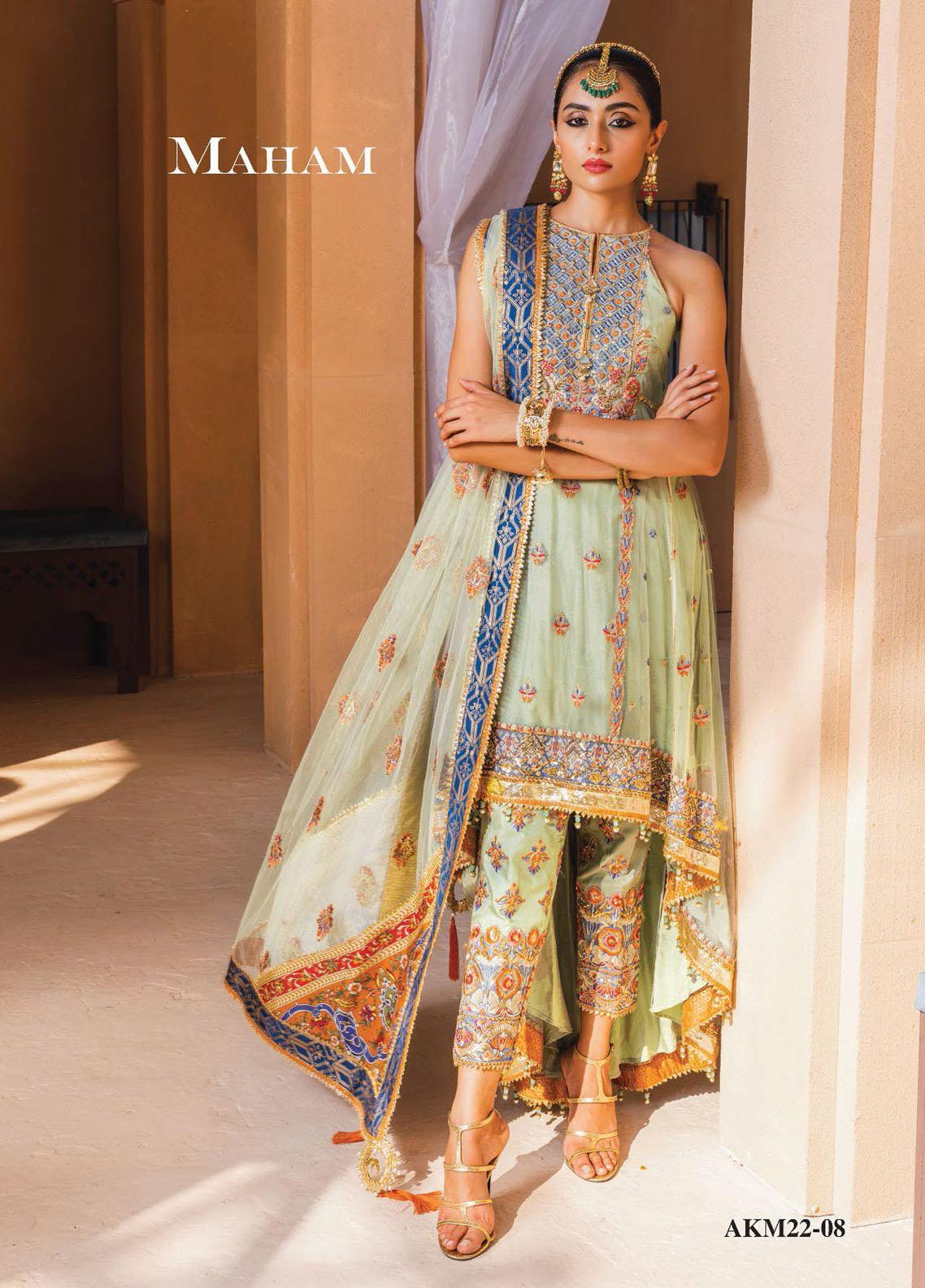 Dhanak By Anaya Unstitched 3 Piece Embroidered Chiffon Suits AKM22-08 Maham - Wedding Collection Brand Mafia by Zonash