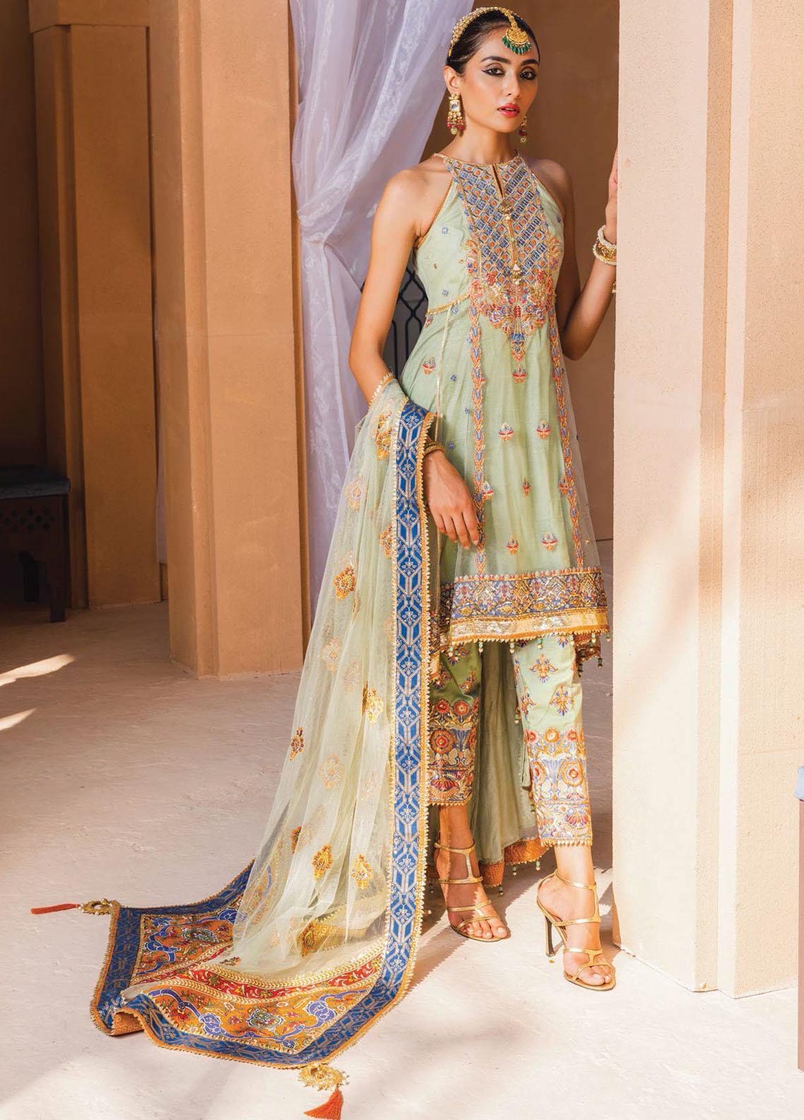 Dhanak By Anaya Unstitched 3 Piece Embroidered Chiffon Suits AKM22-08 Maham - Wedding Collection Brand Mafia by Zonash