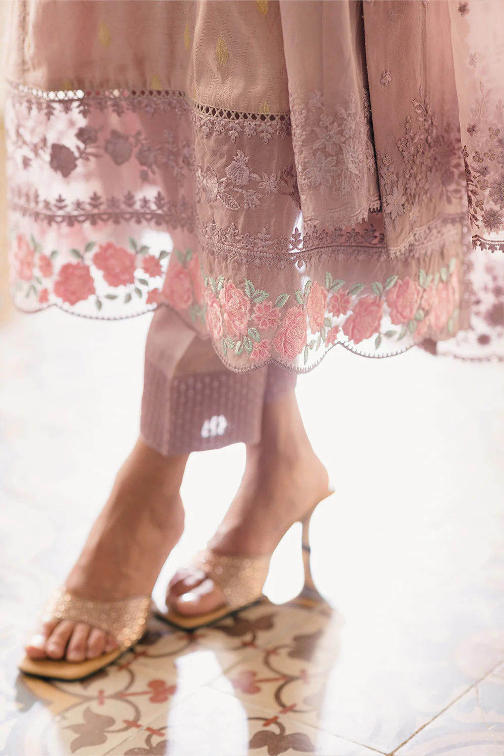 Ensembles by Azure Unstitched 3 Piece Jacquard Lawn Suit AZ24EJ VMES060 Vintage Mauve - Festive Collection Brand Mafia by Zonash