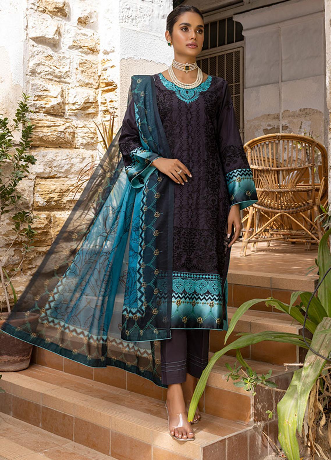 Kalyan By ZS Textiles Unstitched 3 Piece Embroidered Lawn Suit ZS23K D6 - Summer Collection Brand Mafia by Zonash
