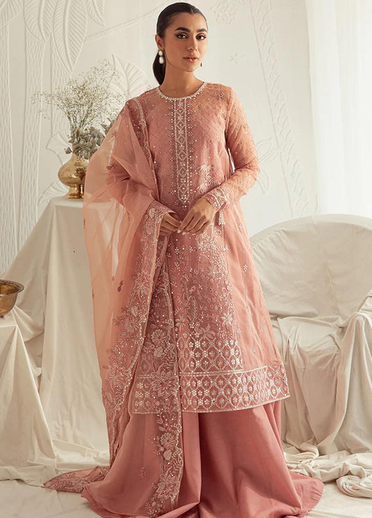 Luxe Atelier By Cross Stitch Unstitched 4 Piece Embroidered Organza Suit CS23 D-04 Cashmere Haze - Luxury Collection Brand Mafia by Zonash