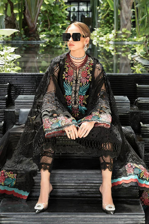 Maria B Unstitched 4 Piece Embroidered Organza Suit MB23LE D-04 Regal Tangerine - Eid Collection Brand Mafia by Zonash