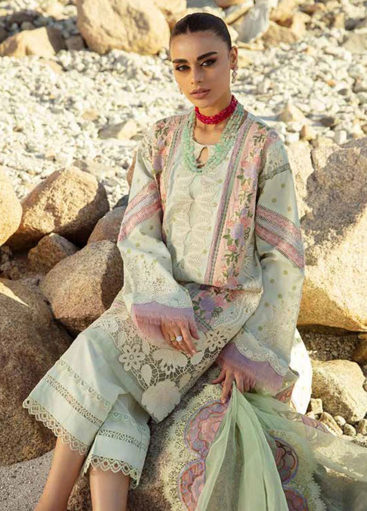 Maryam Hussain Unstitched 3 Piece Embroidered Lawn Suit - D2-Mint Luxury Lawn Brand Mafia by Zonash