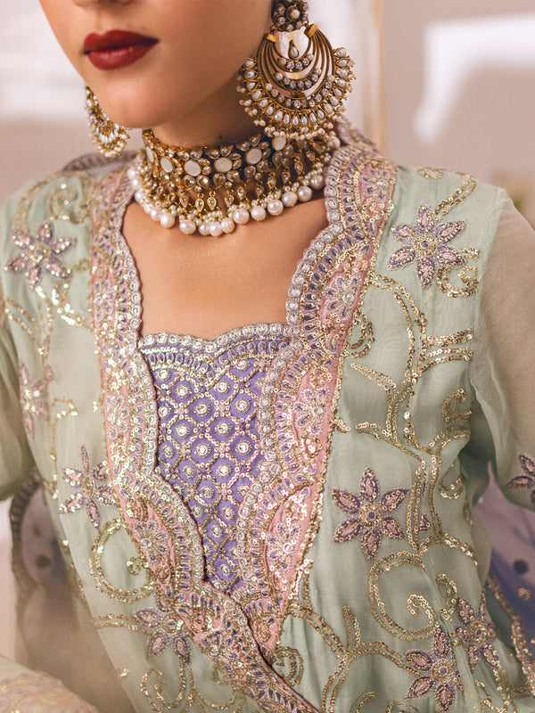 ROHEENAZ Luxury Kalidaar Unstitched 4Pc Chiffon Suit - RUNCH230104- Luxury Chiffon Collection 2023 Brand Mafia by Zonash