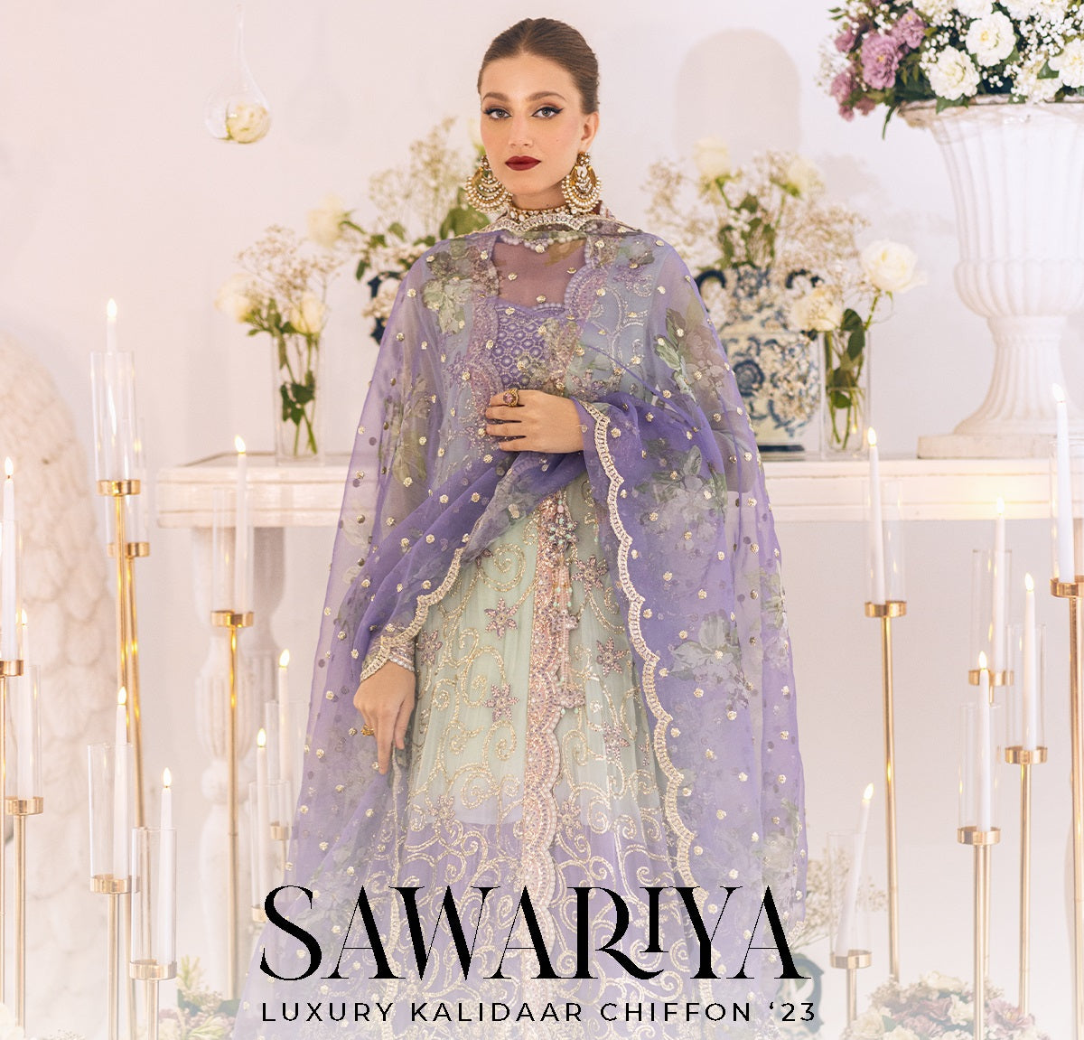 ROHEENAZ Luxury Kalidaar Unstitched 4Pc Chiffon Suit - RUNCH230104- Luxury Chiffon Collection 2023 Brand Mafia by Zonash