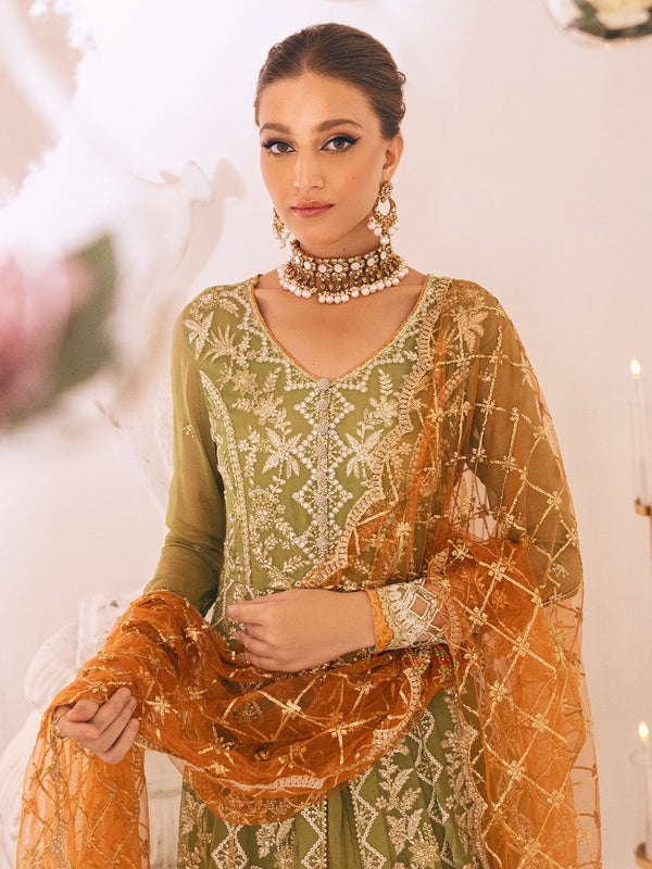 ROHEENAZ Luxury Kalidaar Unstitched 4Pc Chiffon Suit - RUNCH230105- Luxury Chiffon Collection 2023 Brand Mafia by Zonash