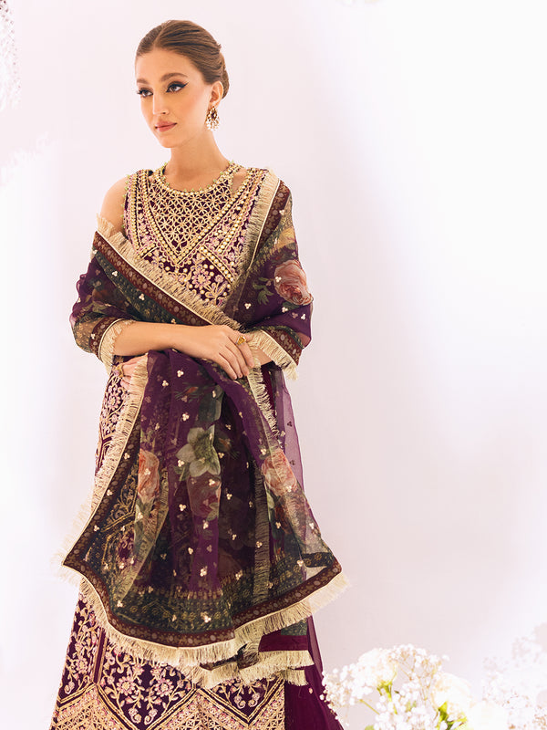 ROHEENAZ Luxury Kalidaar Unstitched 4Pc Chiffon Suit - RUNCH230107 - Luxury Chiffon Collection 2023 Brand Mafia by Zonash