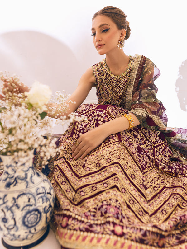 ROHEENAZ Luxury Kalidaar Unstitched 4Pc Chiffon Suit - RUNCH230107 - Luxury Chiffon Collection 2023 Brand Mafia by Zonash