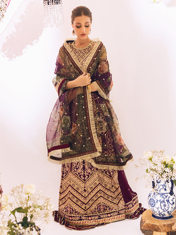 ROHEENAZ Luxury Kalidaar Unstitched 4Pc Chiffon Suit - RUNCH230107 - Luxury Chiffon Collection 2023 Brand Mafia by Zonash