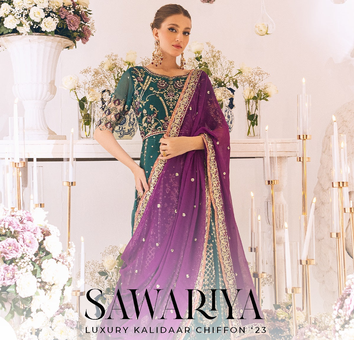ROHEENAZ Luxury Kalidaar Unstitched 4Pc Chiffon Suit - RUNCH230108 - Luxury Chiffon Collection 2023 Brand Mafia by Zonash