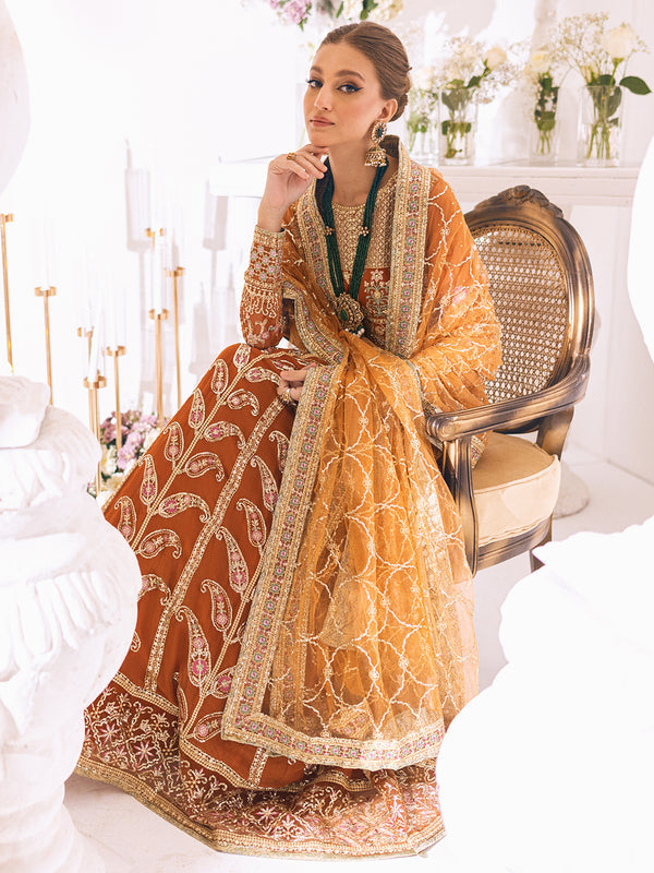 ROHEENAZ Luxury Kalidaar Unstitched 4Pc Chiffon Suit - RUNCH230109 - Luxury Chiffon Collection 2023 Brand Mafia by Zonash