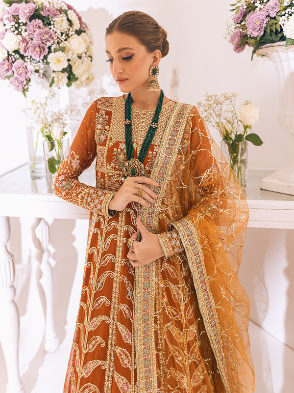 ROHEENAZ Luxury Kalidaar Unstitched 4Pc Chiffon Suit - RUNCH230109 - Luxury Chiffon Collection 2023 Brand Mafia by Zonash