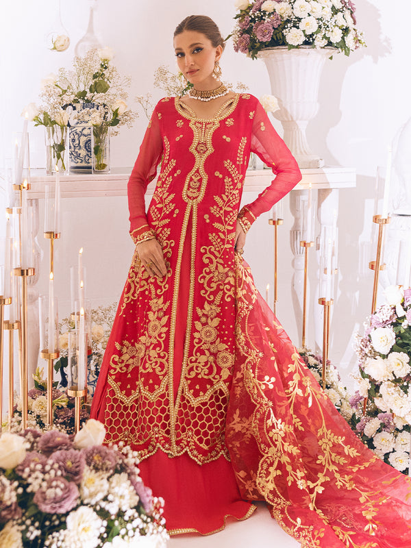 ROHEENAZ Luxury Kalidaar Unstitched 4Pc Chiffon Suit - RUNCH230110 - Luxury Chiffon Collection 2023 Brand Mafia by Zonash