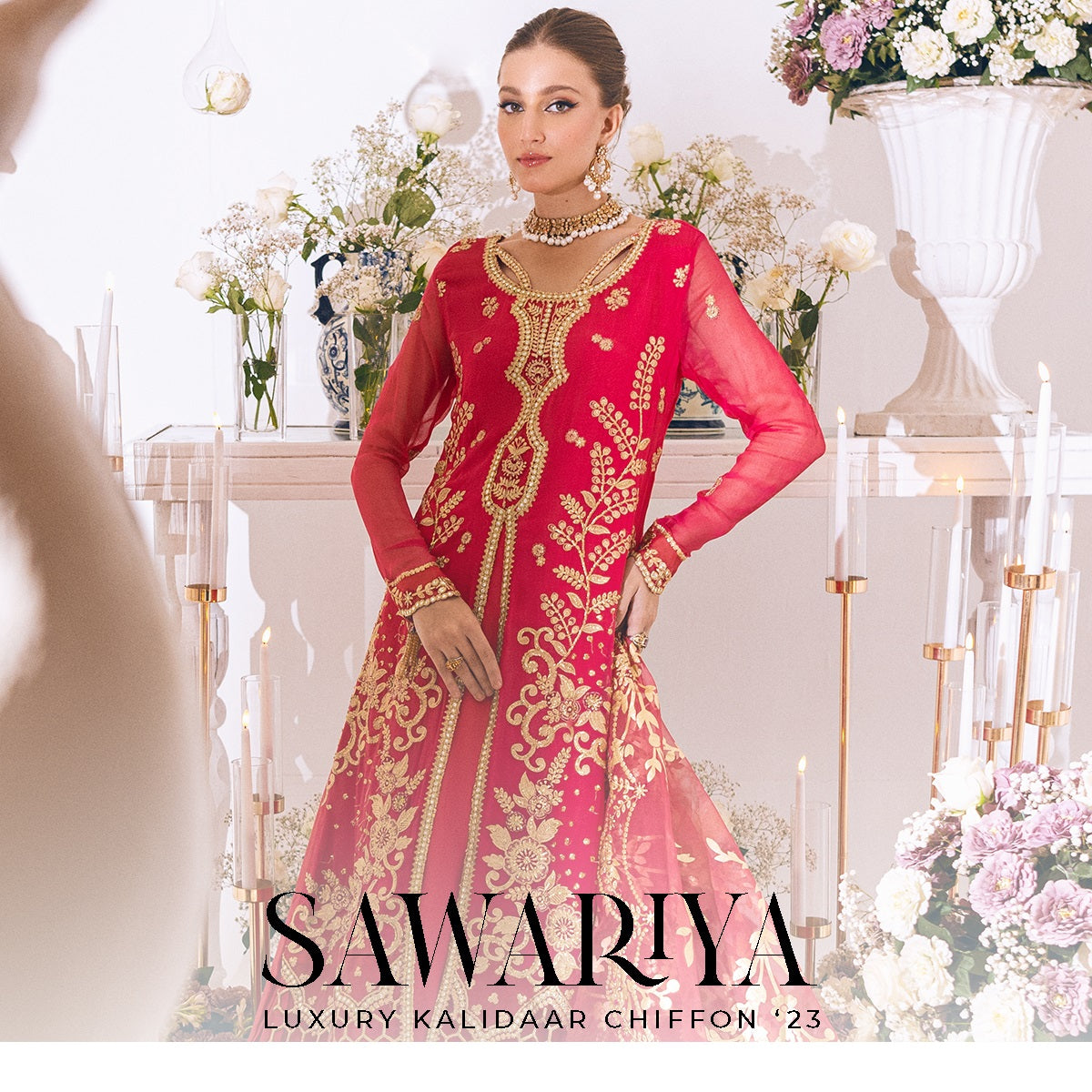 ROHEENAZ Luxury Kalidaar Unstitched 4Pc Chiffon Suit - RUNCH230110 - Luxury Chiffon Collection 2023 Brand Mafia by Zonash