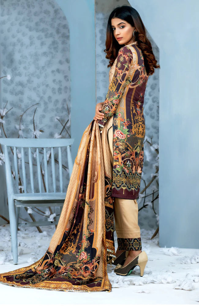 Samia By AB Textiles Unstitched 3 Piece Digital Printed Pure Linen Suit - Fashion'20 PLF - 03 BEIGE – Summer Collection Brand Mafia by Zonash