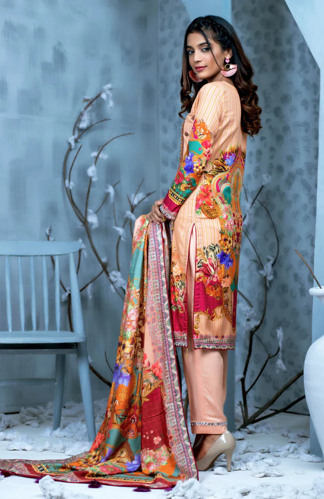 Samia By AB Textiles Unstitched 3 Piece Digital Printed Pure Linen Suit - Fashion'20 PLF - 06 PECHE – Summer Collection Brand Mafia by Zonash