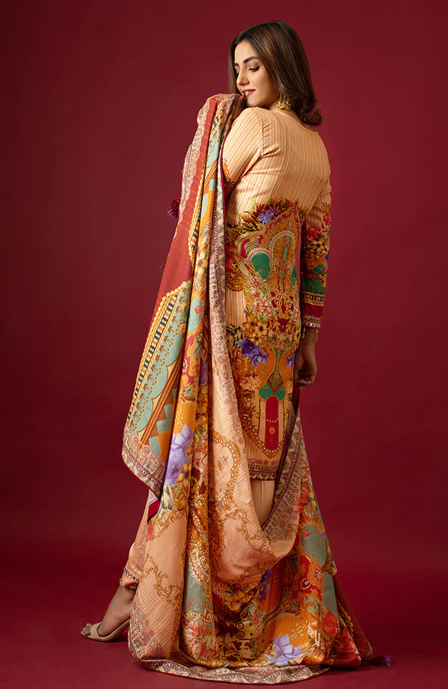 Samia By AB Textiles Unstitched 3 Piece Digital Printed Pure Linen Suit - Fashion'20 PLF - 06 PECHE – Summer Collection Brand Mafia by Zonash