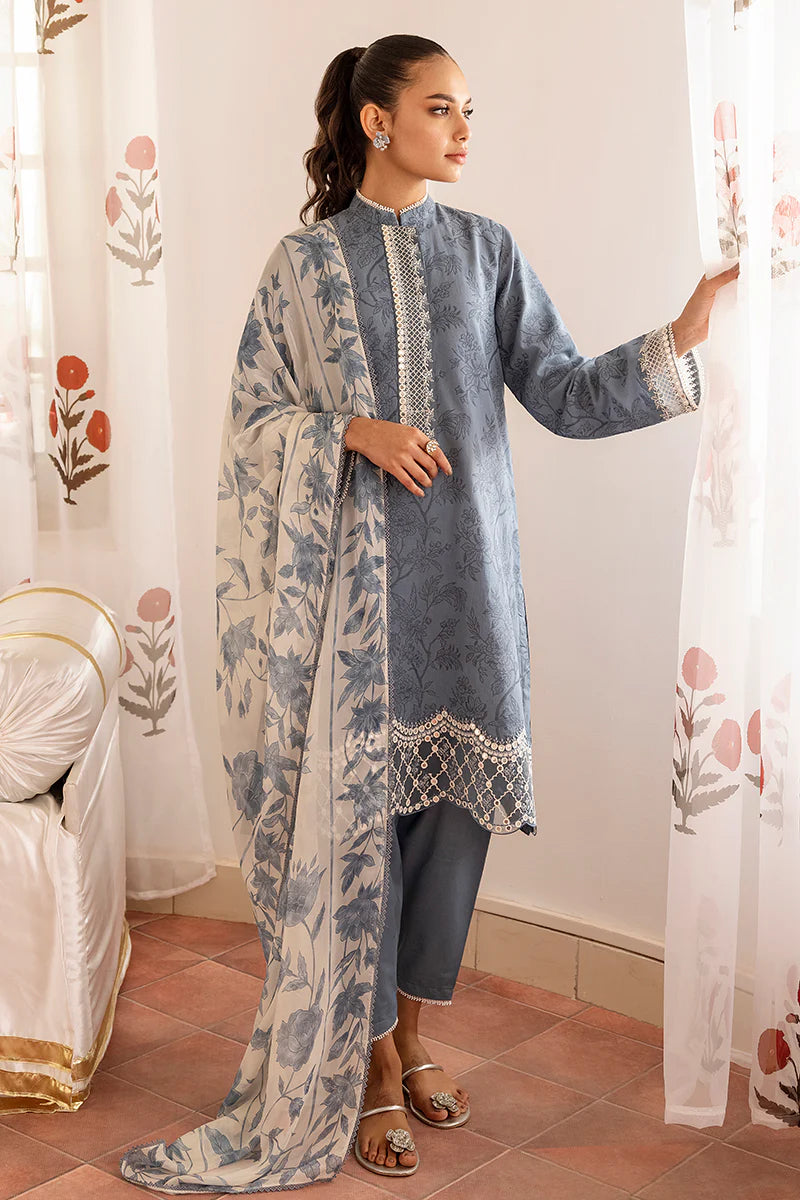 Cross Stitch Embroidered Jacquard Suits Unstitched 3 Piece CS23EL 01 Beryl Fern - Eid Collection Brand Mafia by Zonash