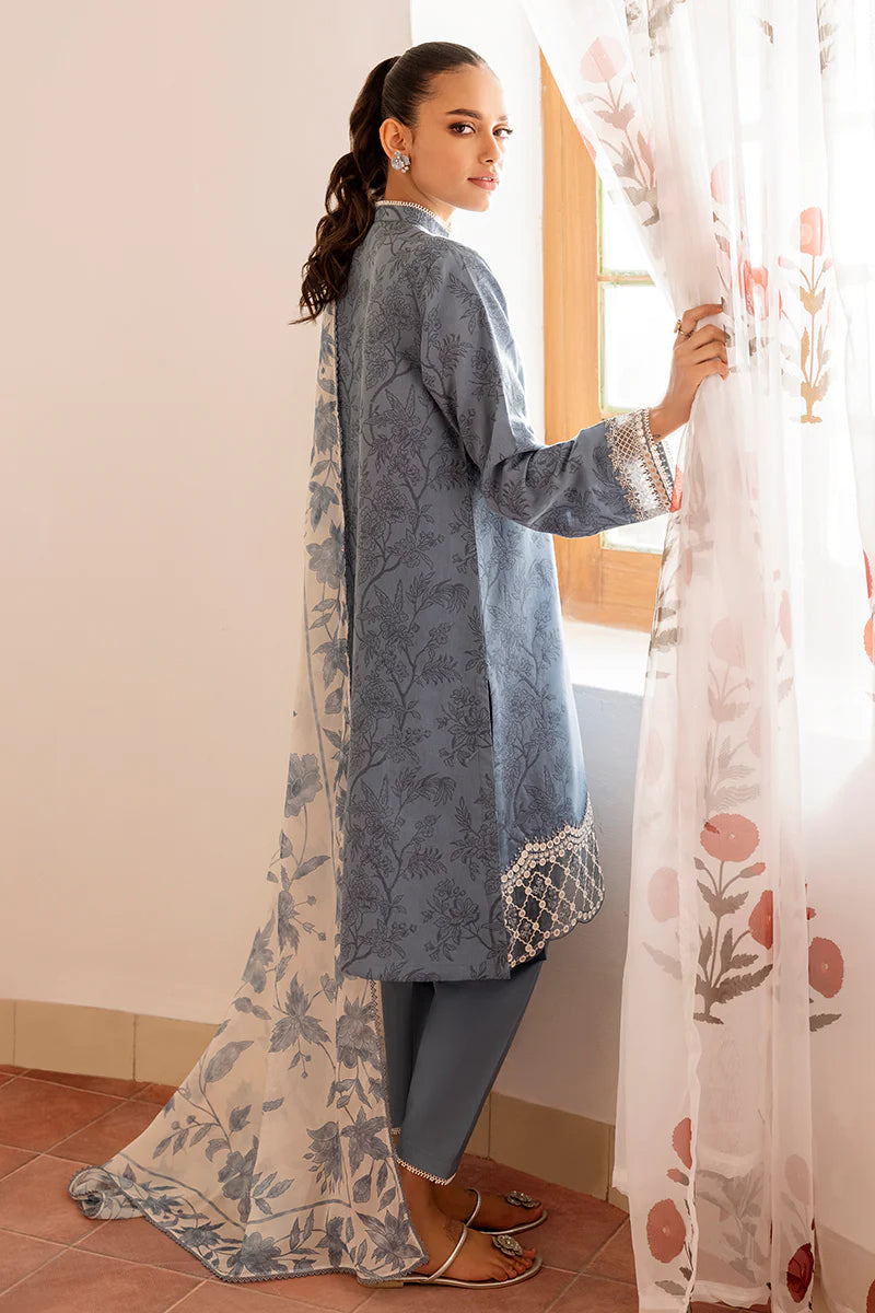 Cross Stitch Embroidered Jacquard Suits Unstitched 3 Piece CS23EL 01 Beryl Fern - Eid Collection Brand Mafia by Zonash