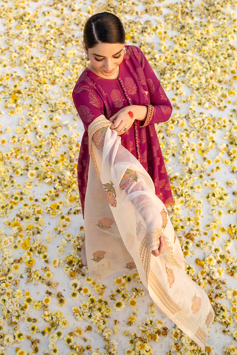 Cross Stitch Embroidered Jacquard Suits Unstitched 3 Piece CS23EL 02 Crimson Bloom - Eid Collection Brand Mafia by Zonash