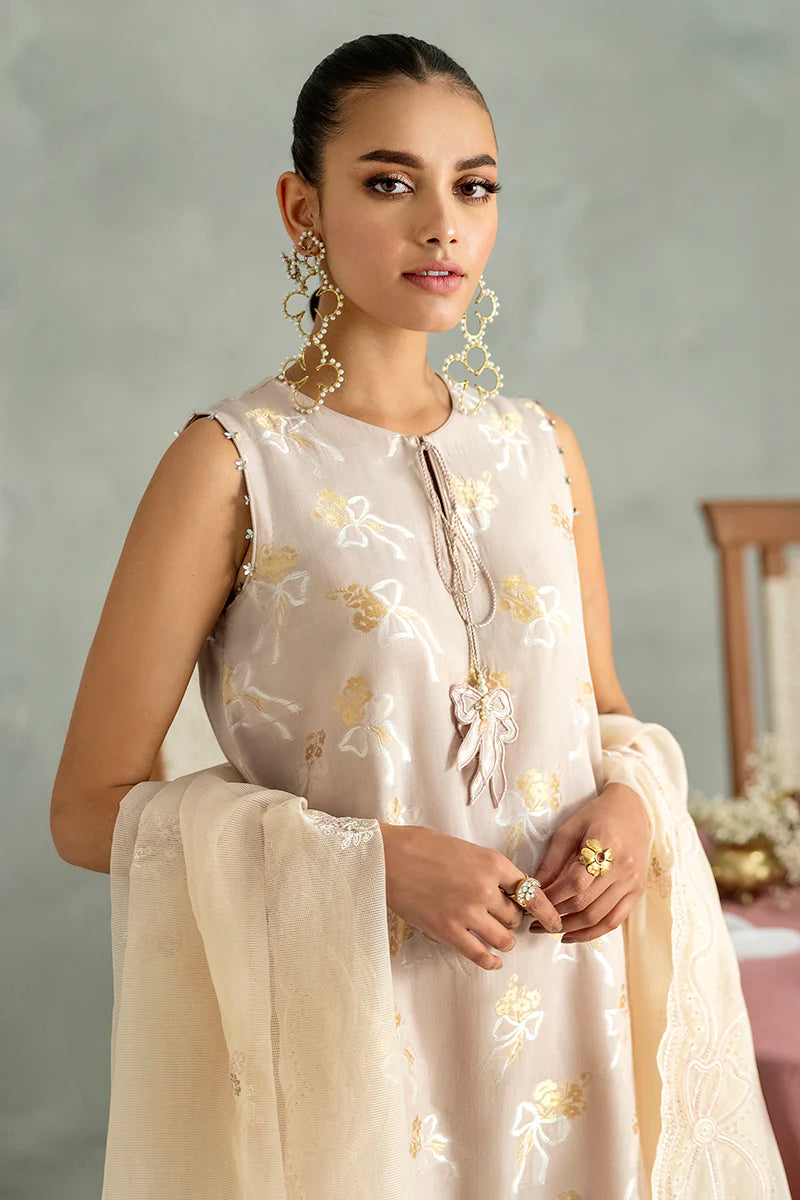 Cross Stitch Embroidered Jacquard Suits Unstitched 3 Piece CS23EL 04 Pastel Bow - Eid Collection Brand Mafia by Zonash