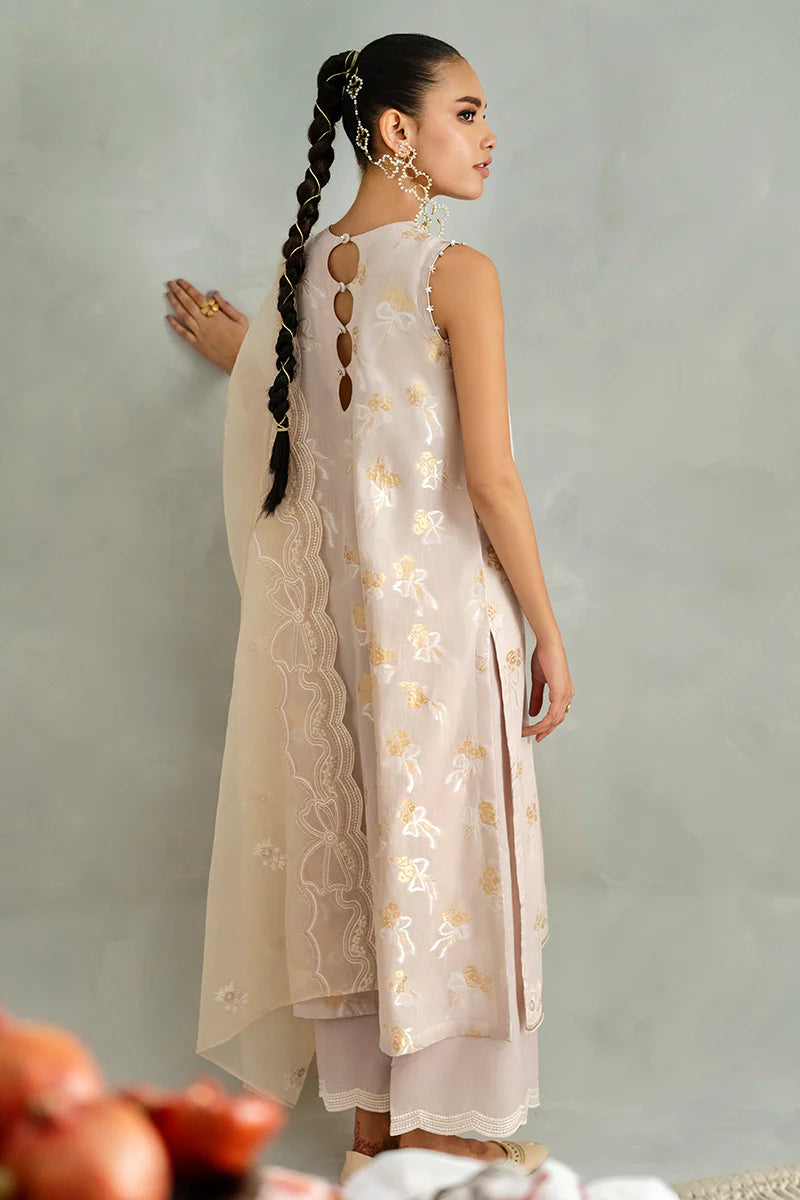 Cross Stitch Embroidered Jacquard Suits Unstitched 3 Piece CS23EL 04 Pastel Bow - Eid Collection Brand Mafia by Zonash