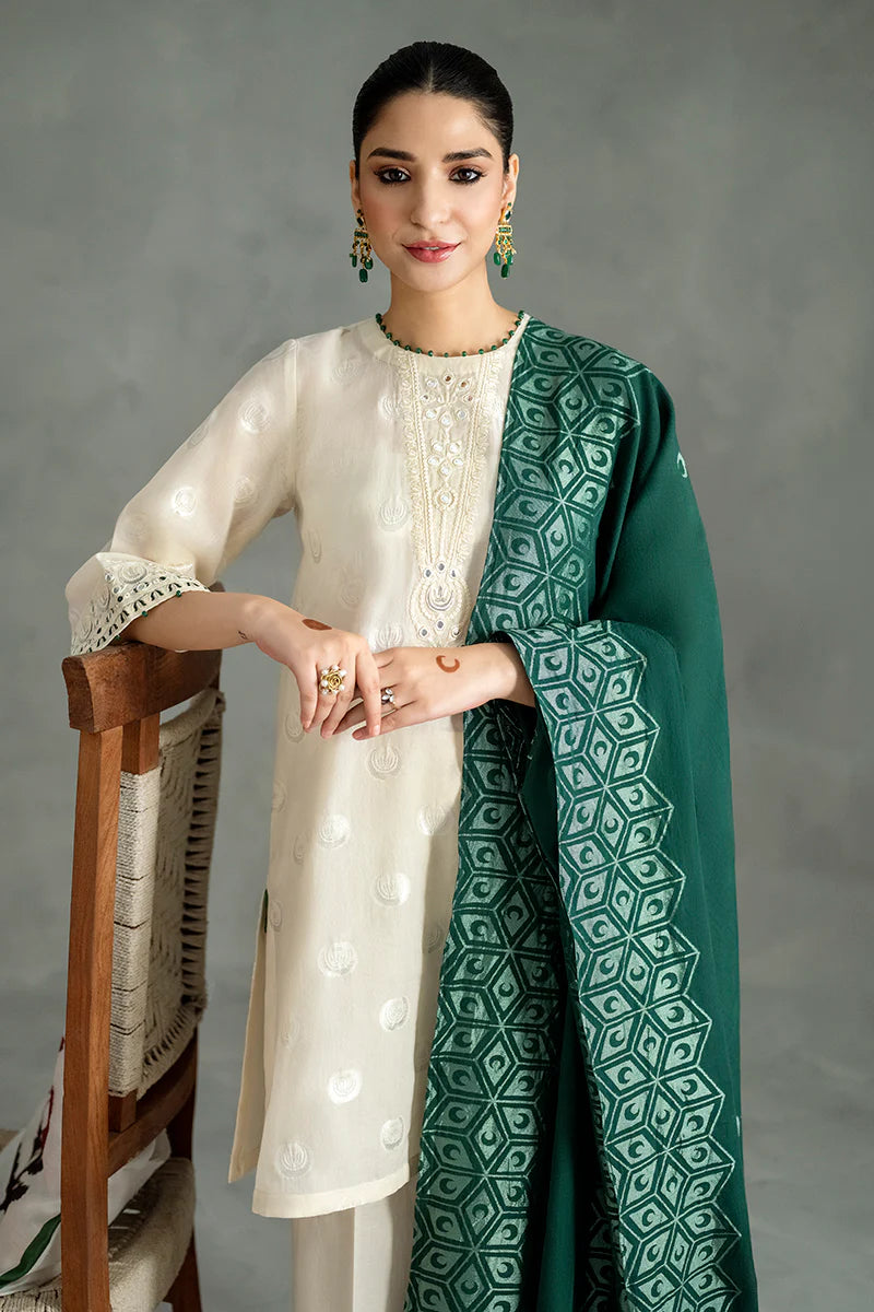 Cross Stitch Embroidered Jacquard Suits Unstitched 3 Piece CS23EL 06 Moon Beam - Eid Collection Brand Mafia by Zonash