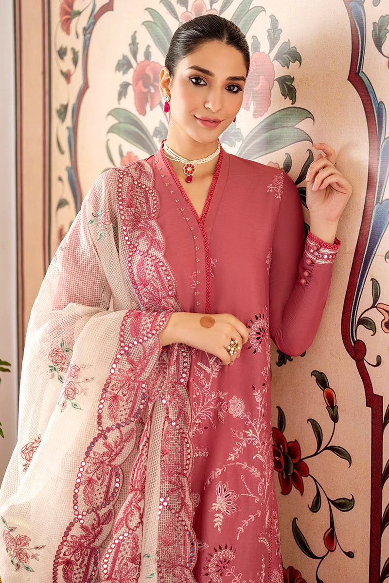 Cross Stitch Embroidered Lawn Suits Unstitched 3 Piece CS23EL 08 Arnit Blush - Eid Collection Brand Mafia by Zonash