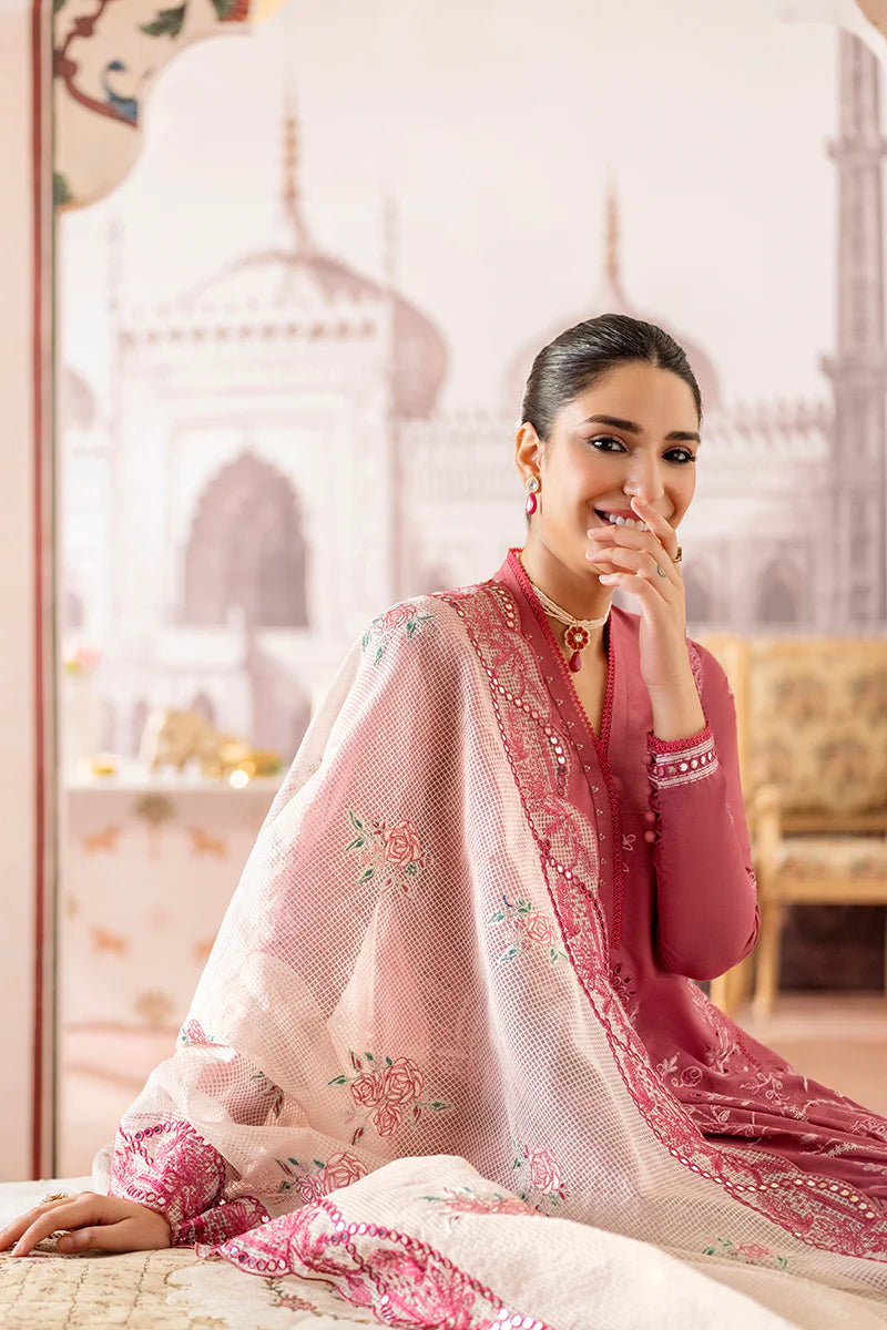Cross Stitch Embroidered Lawn Suits Unstitched 3 Piece CS23EL 08 Arnit Blush - Eid Collection Brand Mafia by Zonash