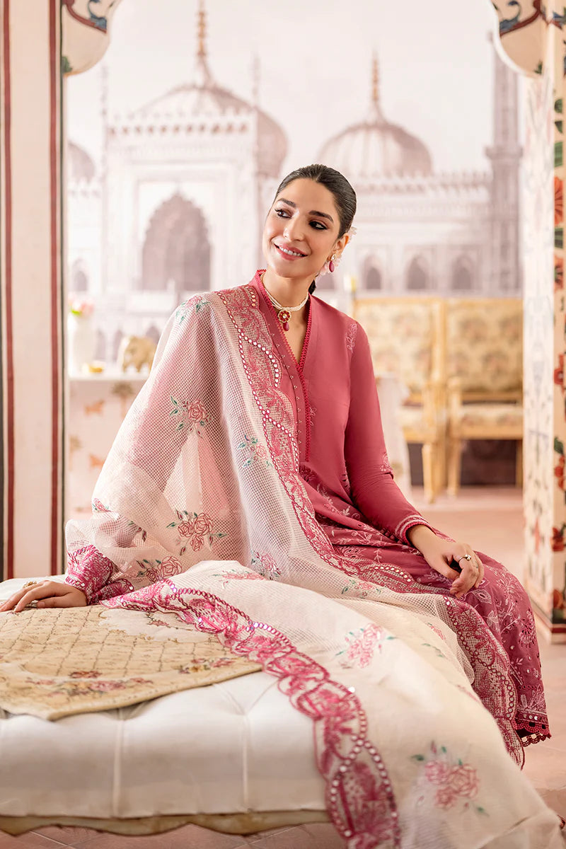 Cross Stitch Embroidered Lawn Suits Unstitched 3 Piece CS23EL 08 Arnit Blush - Eid Collection Brand Mafia by Zonash