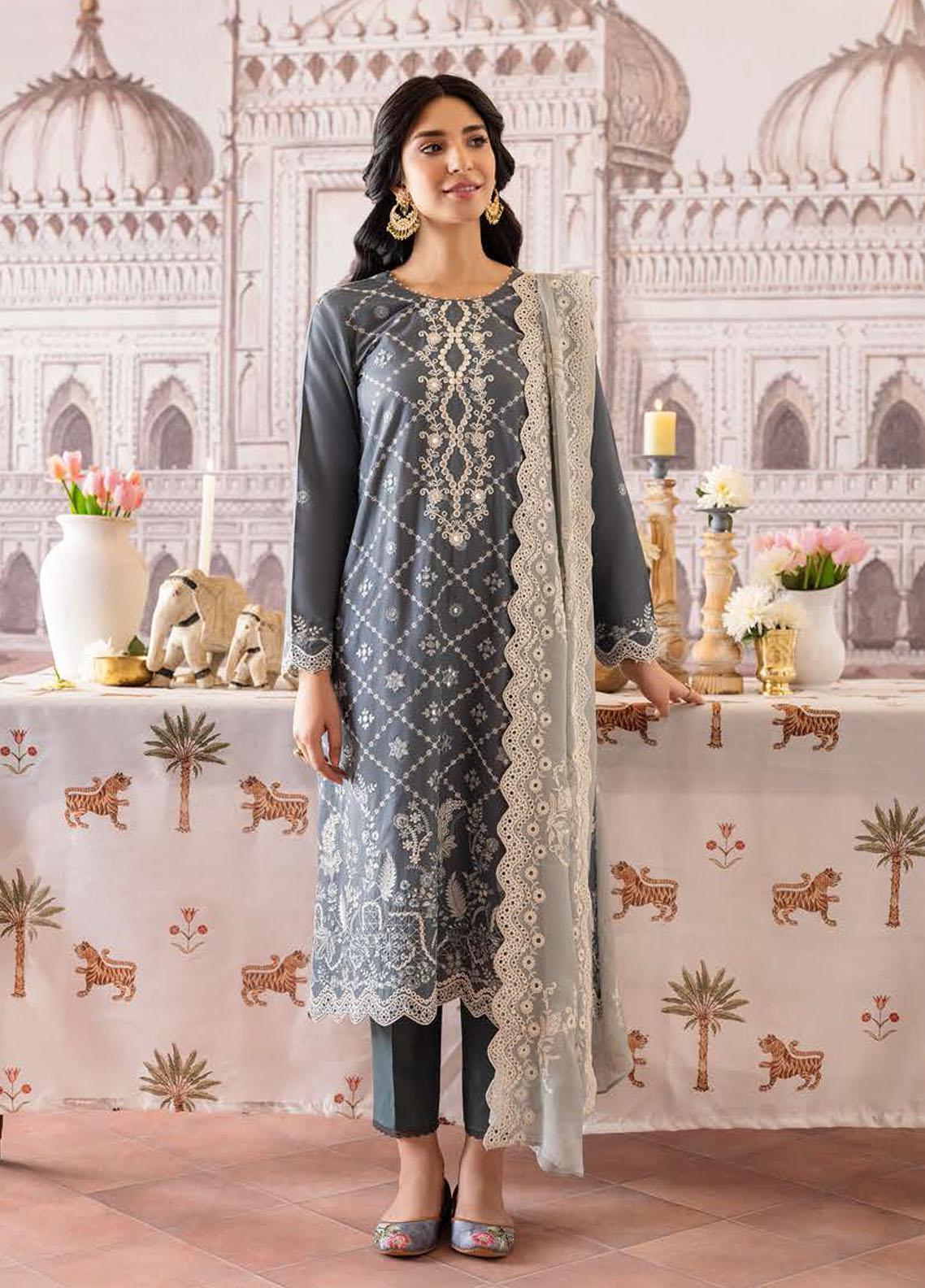 Cross Stitch Embroidered Lawn Suits Unstitched 3 Piece CS23EL 14 Tender Frost - Eid Collection Brand Mafia by Zonash