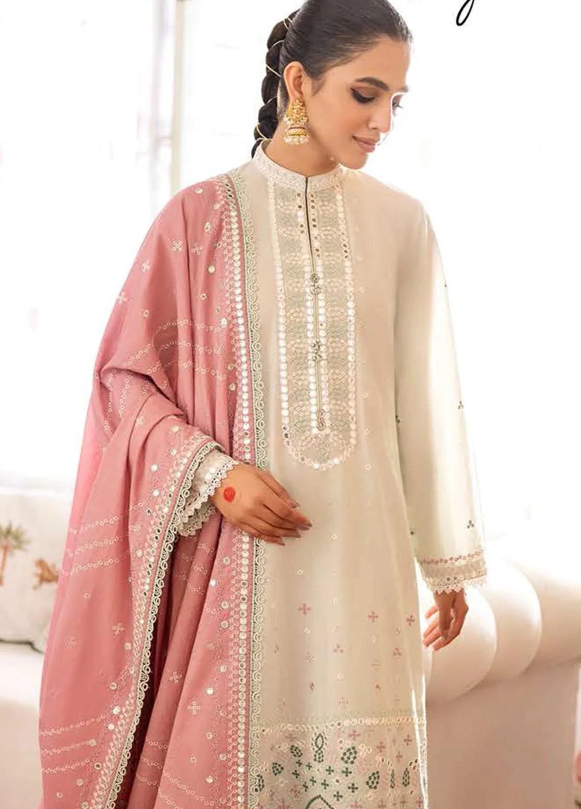 Cross Stitch Embroidered Lawn Suits Unstitched 3 Piece CS23EL 15 Verdell Sage - Eid Collection Brand Mafia by Zonash