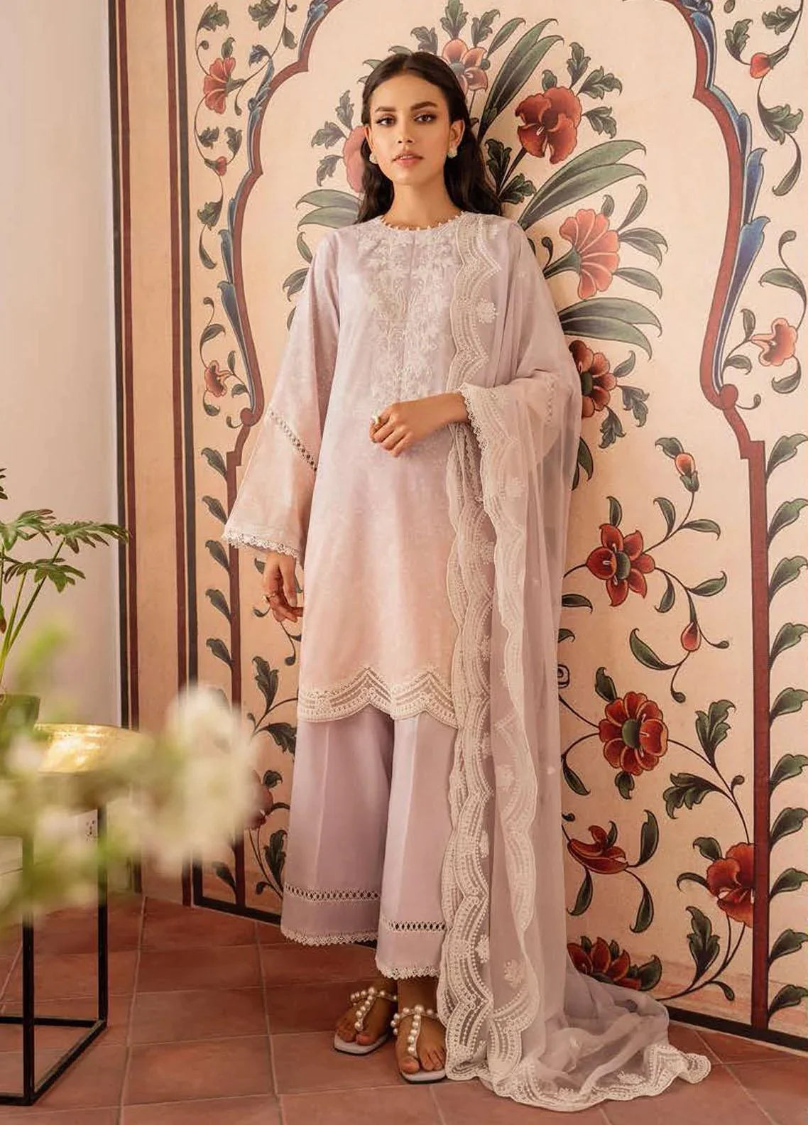 Cross Stitch Embroidered Lawn Suits Unstitched 3 Piece CS23EL 21 Orchid Plush - Eid Collection Brand Mafia by Zonash