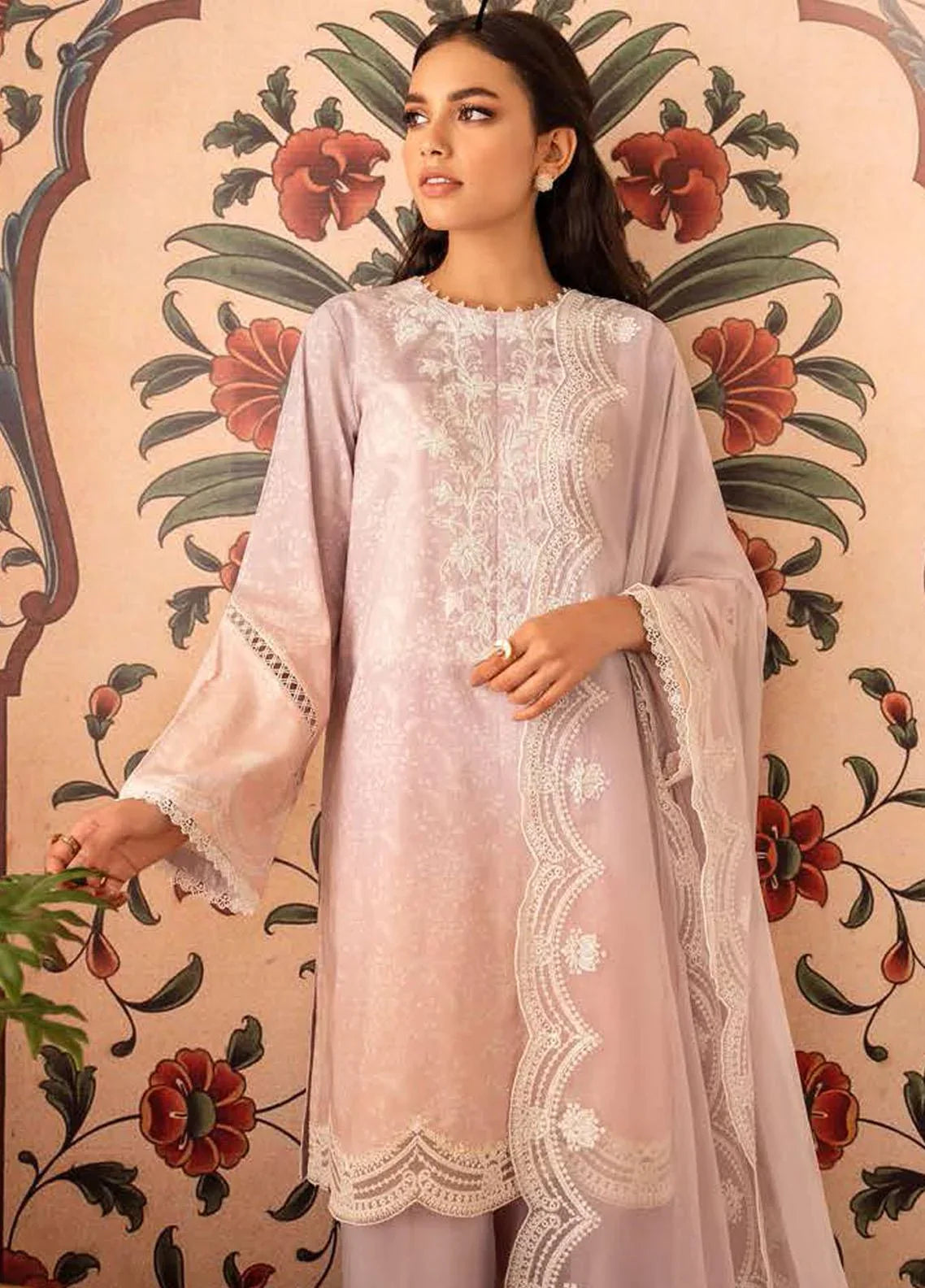 Cross Stitch Embroidered Lawn Suits Unstitched 3 Piece CS23EL 21 Orchid Plush - Eid Collection Brand Mafia by Zonash