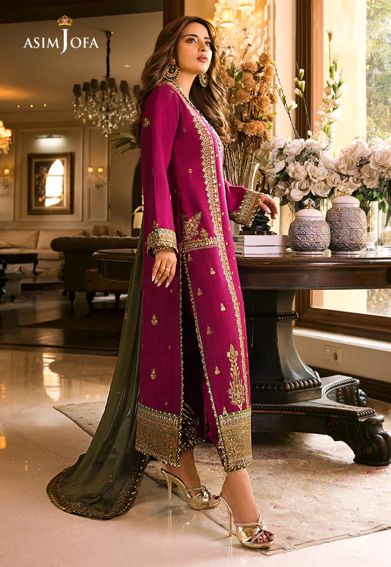 Maahru & Noorie by Asim Jofa Unstitched 3 Piece Embroidered Cotton Silk Suit AJSM-01 - Festive Collection Brand Mafia by Zonash