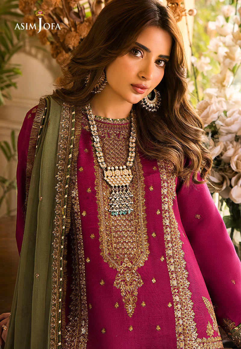 Maahru & Noorie by Asim Jofa Unstitched 3 Piece Embroidered Cotton Silk Suit AJSM-01 - Festive Collection Brand Mafia by Zonash