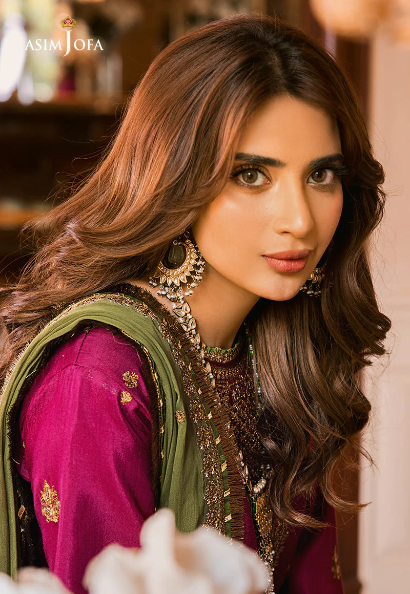 Maahru & Noorie by Asim Jofa Unstitched 3 Piece Embroidered Cotton Silk Suit AJSM-01 - Festive Collection Brand Mafia by Zonash