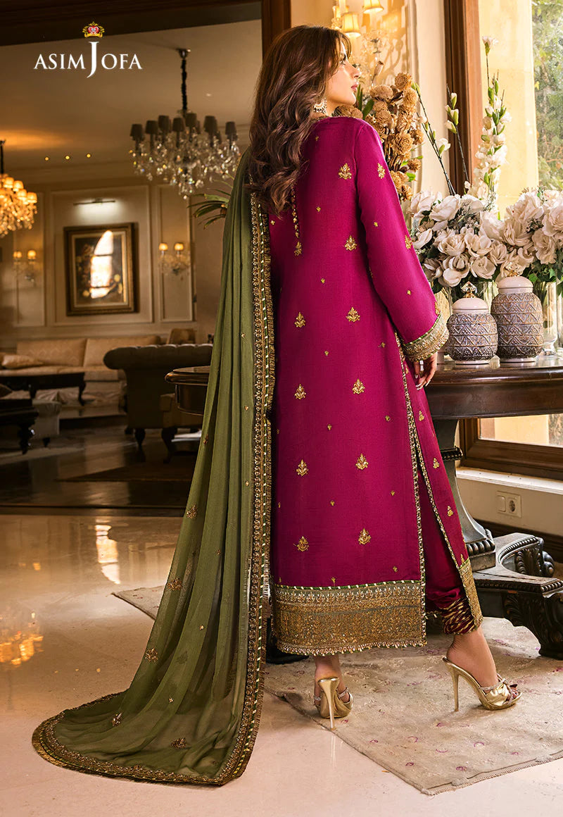 Maahru & Noorie by Asim Jofa Unstitched 3 Piece Embroidered Cotton Silk Suit AJSM-01 - Festive Collection Brand Mafia by Zonash