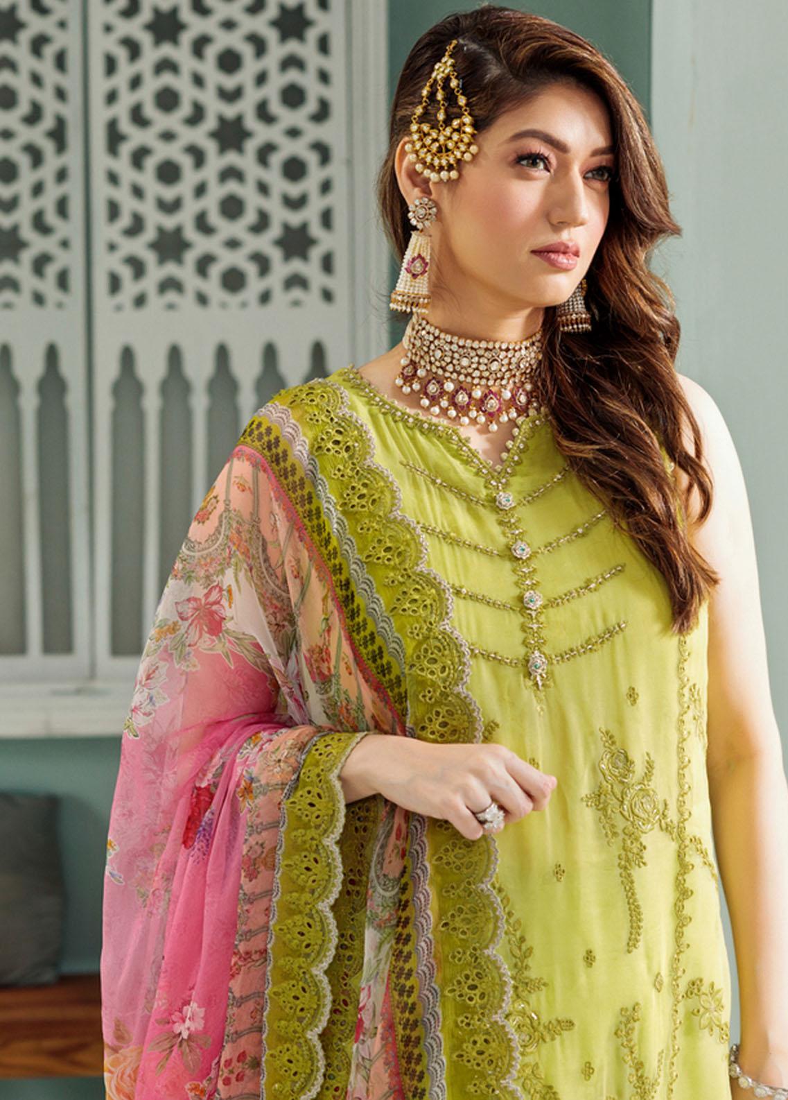 Noor By Saadia Asad Embroidered Chiffon Unstitched 3 Piece Suits - D1 Brand Mafia by Zonash